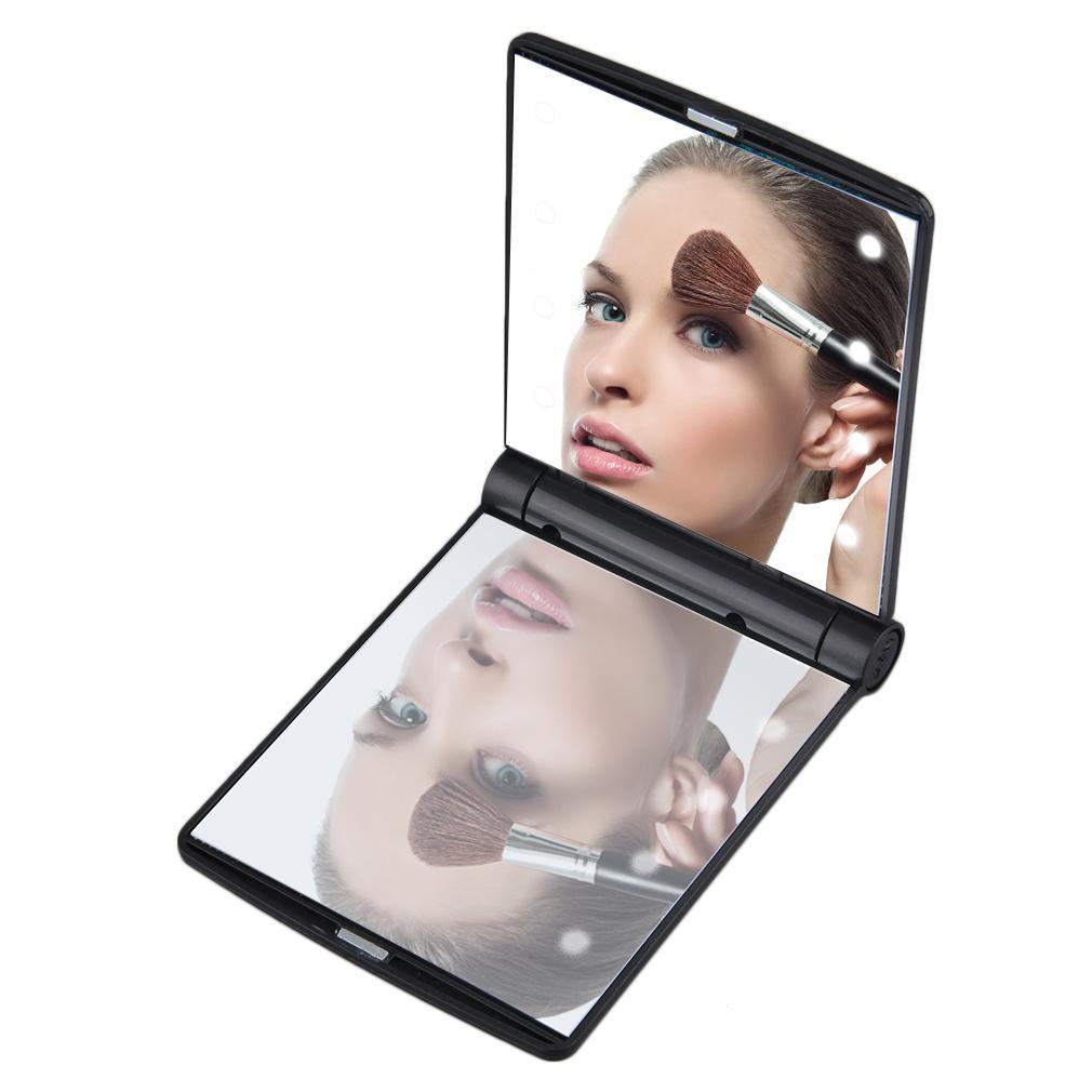 Espejo cosmético LED plegable de bolsillo