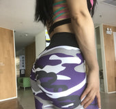 Hips high waist camouflage stitching slim yoga seven points bottoming pencil pants