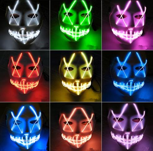 Halloween Led Luminous Mask Horror Grimace Bloody EL wire Halloween Carnaval Party Club Bar DJ Glowing Full Face Masks
