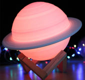2020 NEW Dropship Rechargeable 3D Print Saturn Lamp Like Moon Lamp Night Light For Moon light with 2Colors 16Colors Remote Gifts