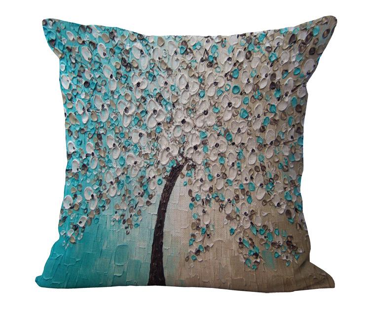 Oil painting cotton and linen pillowcase