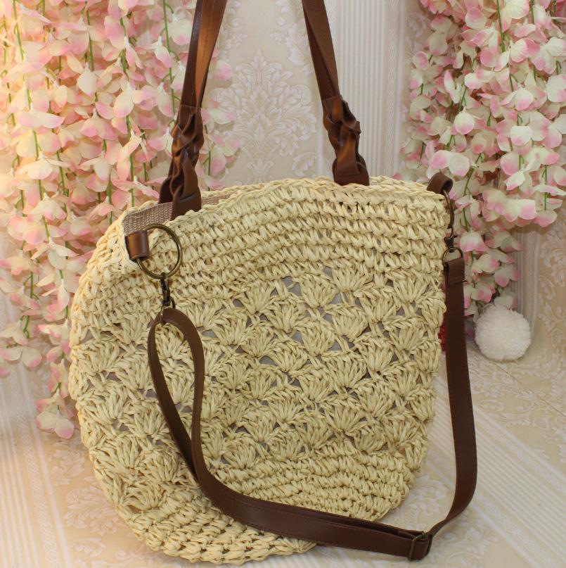 Bamboo and rattan straw weaving pointed Japanese and Korean style Mexican style portable diagonal package
