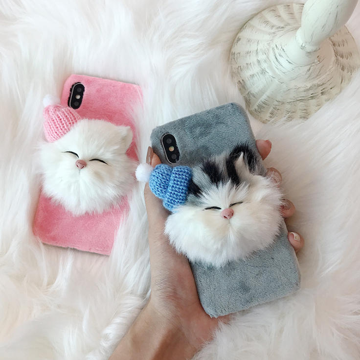 3D animal TPU+Fur  | IPhone
