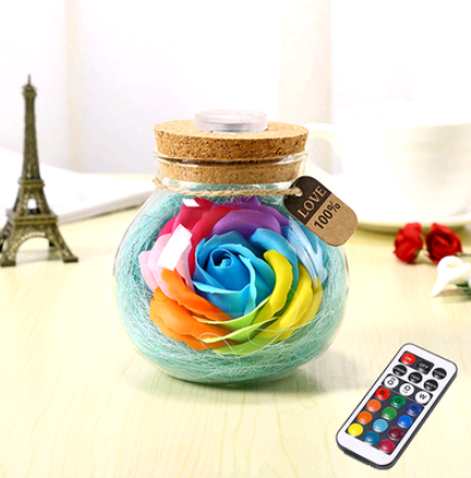 Tanabata gift creative lucky star glass bottle soap flower to send girls luminous bottle romantic eternal flower night light