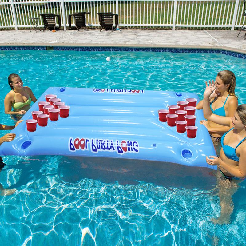 Inflatable floating row inflatable cup hole floating deck chair table tennis floating row
