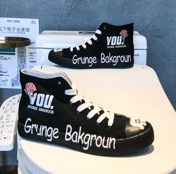 Autumn new high-top canvas shoes male Korean version of the trend of personality high to help shoes men's tide shoes students wild shoes