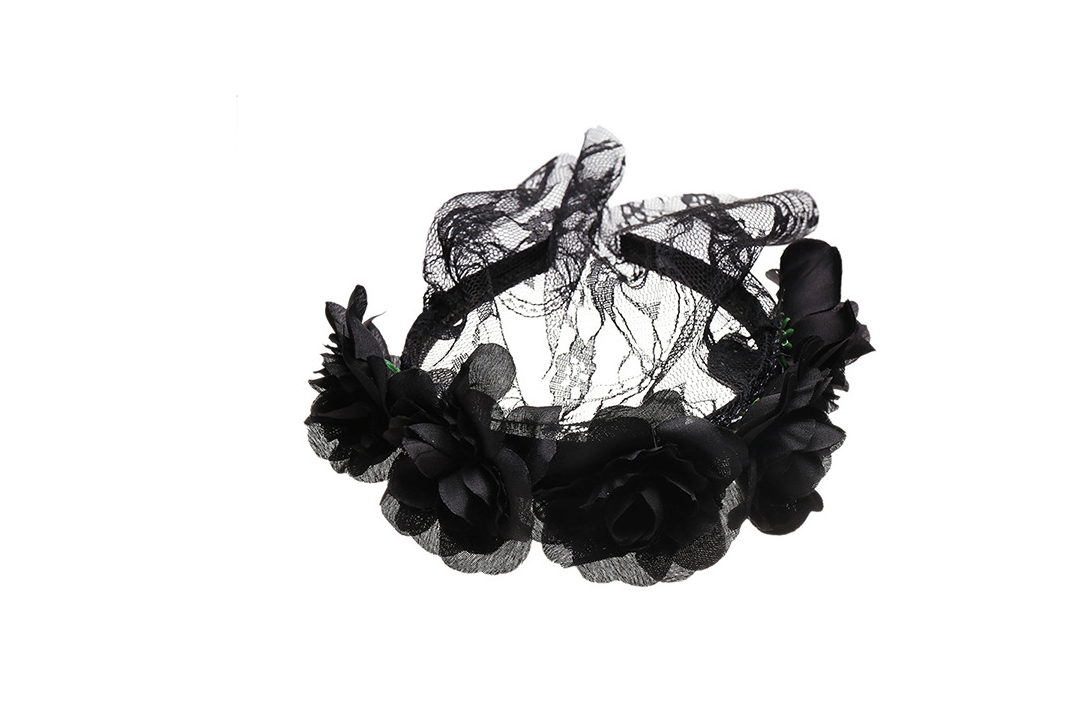 rose flower lace veil Halloween headband party Christmas day headband