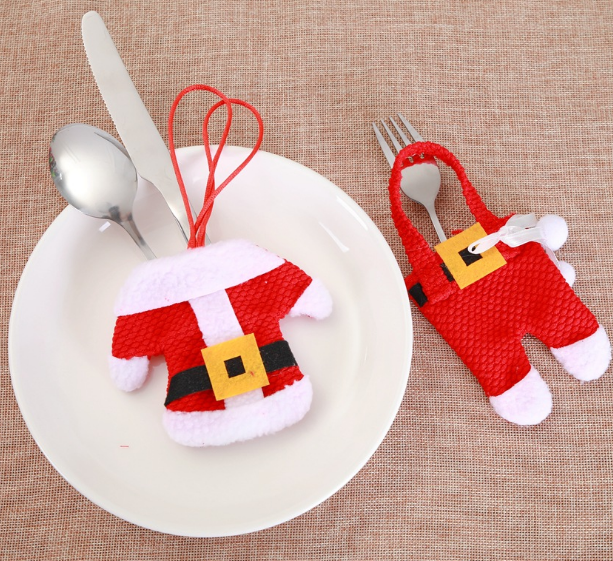 6 pcs New Year Holder Chirstmas Cutlery Knife Fork Cutlery Set Trousers Skirt 2020 Navidad Christmas Christmas Decorations for Home