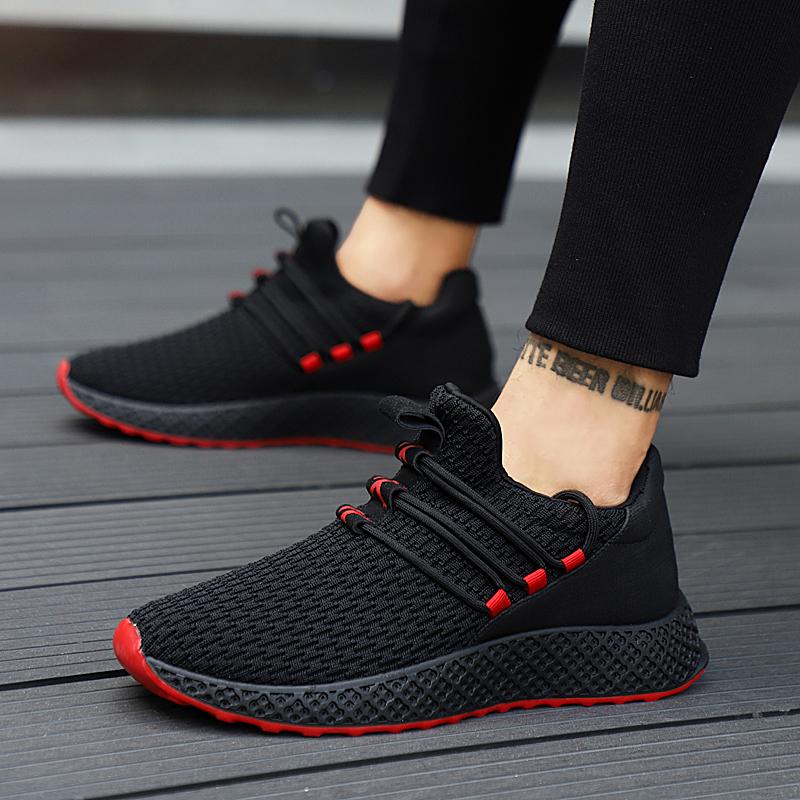 Spring and autumn sneakers trend casual wholesale men's shoes flying woven padded lightweight running shoes