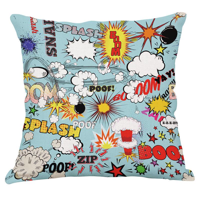 Cartoon pop comic cotton and linen pillowcase
