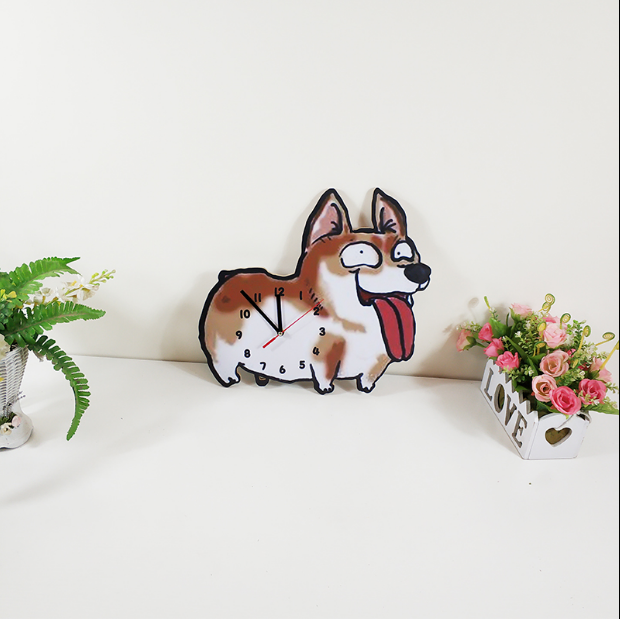 Cute funny kirky clock wall clock children''s room kindergarten pet shop dog decorative creative clock wall clock