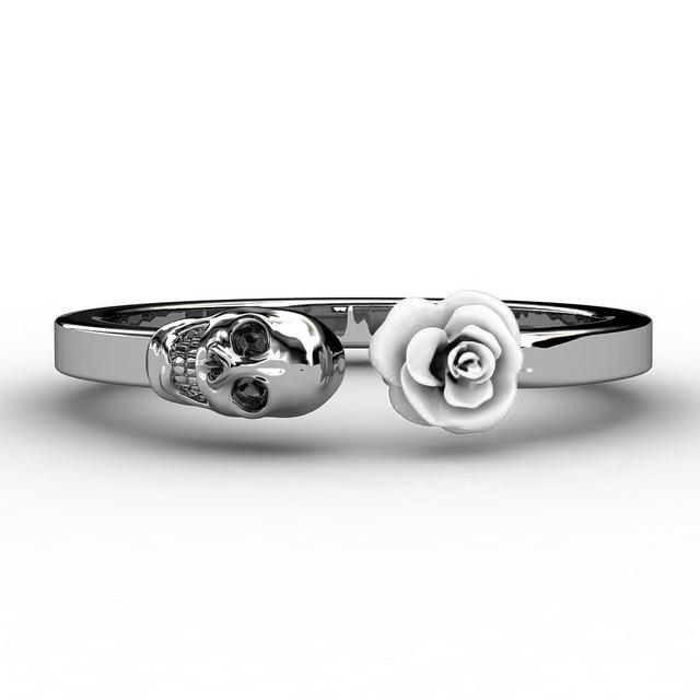 Skull Rose Ring Stainless Steel Punk Rock Rings