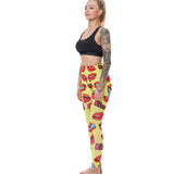 3D red lip print leggings Europe and the United States hip fitness yoga pants printed tights