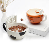 New products ceramic decoration small package candy box creative ceramic basketball football cup children's milk cup