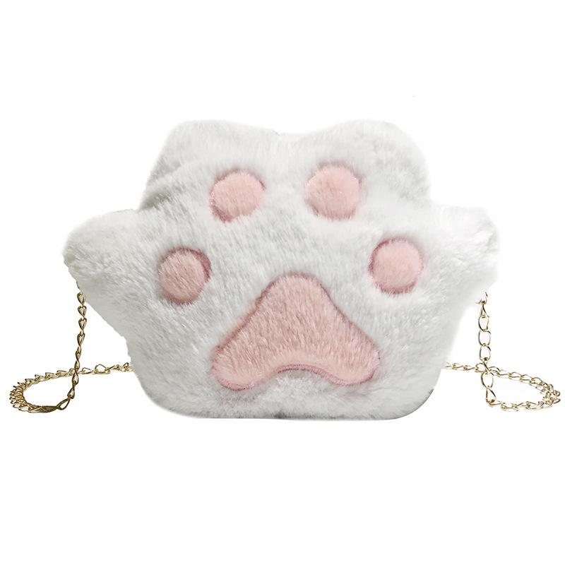 Plush bear paw cat claw shoulder messenger bag
