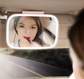 Car makeup mirror with LED lights