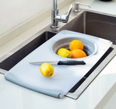 Drain multi-function sink cutting board