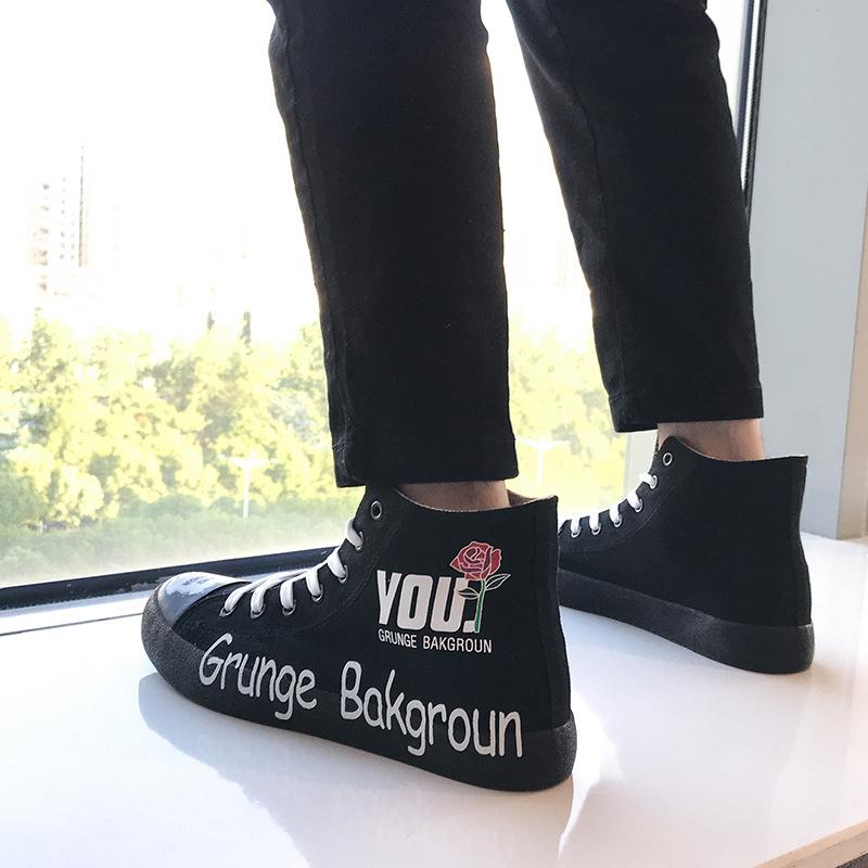 Autumn new high-top canvas shoes male Korean version of the trend of personality high to help shoes men's tide shoes students wild shoes