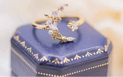 Moon Pentagon Zircon 925 Silver-plated  Ring