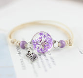 Pulsera Bola De Cristal Flor Seca