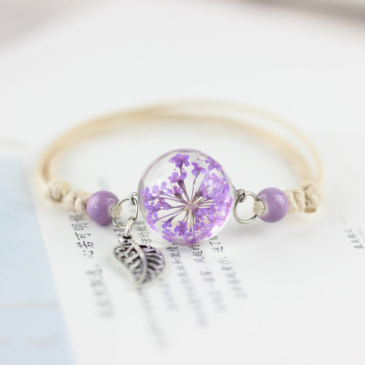 Pulsera Bola De Cristal Flor Seca