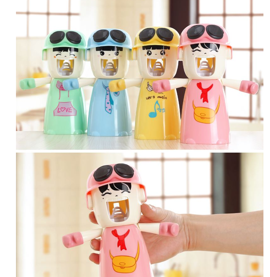 Bedroom dormitory tooth cup shelf Harley girl wash set suction cup toothbrush holder automatic toothpaste belt