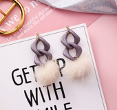 Acrylic chain long hair ball earrings
