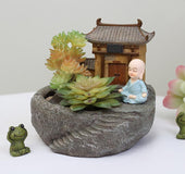 Home zen garden small monk flower pot