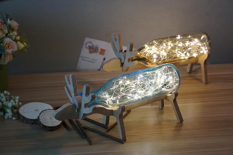 Romantic LED Small Night Light Creative Original Wooden Glass Table Lamp Christmas Birthday Gift Bedroom Lamp