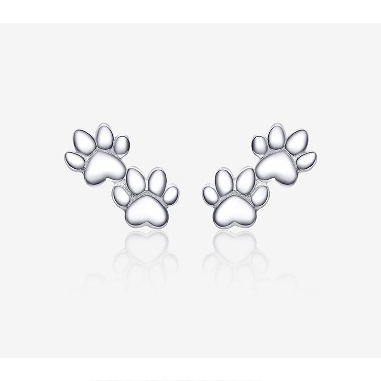 Pet footprints, silver earrings