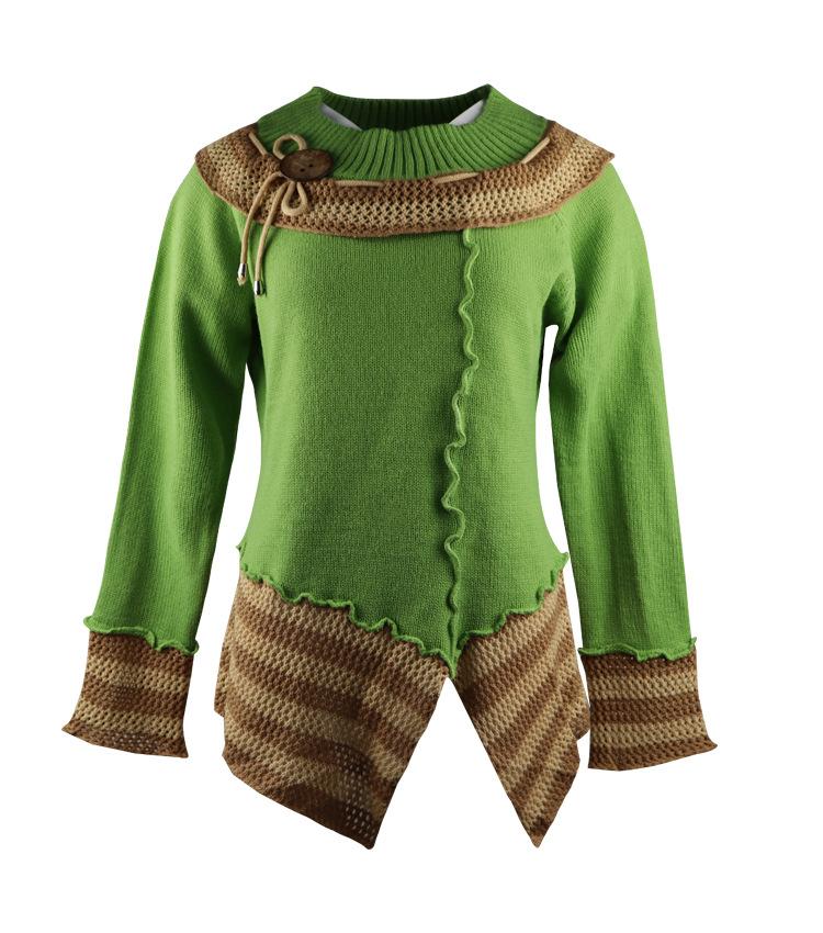 Patchwork long-sleeved turtleneck sweater