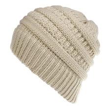 Mixed color knitted wool hat ladies do not label CC horsetail hat Europe and America