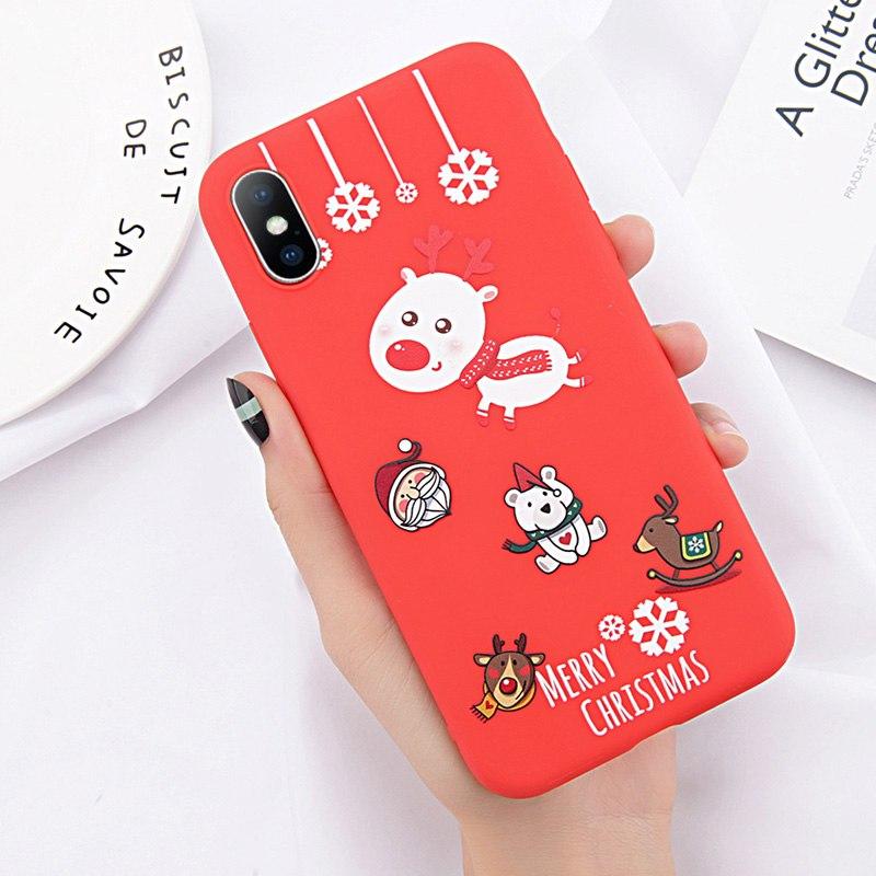 Lov Phone Case For iPhone 6 6s 7 8 Plus X XR XS Max Cute Cartoon Christmas Santa Claus Elk Soft TPU For iPhone 5 5S SE Cover