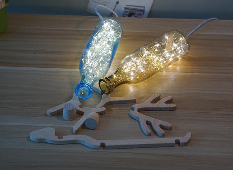Romantic LED Small Night Light Creative Original Wooden Glass Table Lamp Christmas Birthday Gift Bedroom Lamp