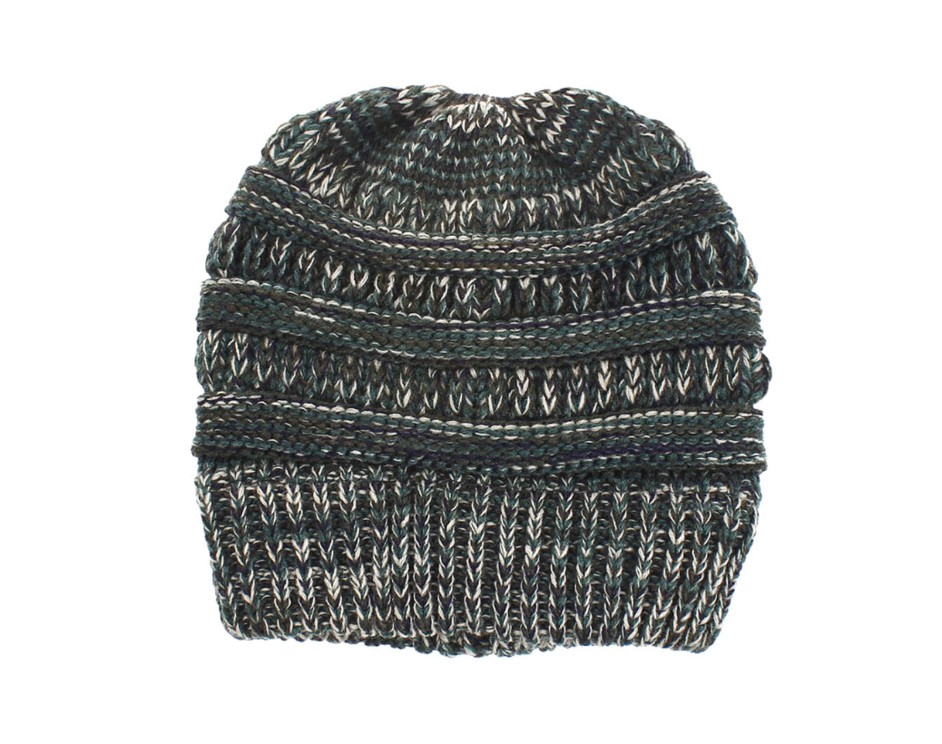 Mixed color knitted wool hat ladies do not label CC horsetail hat Europe and America