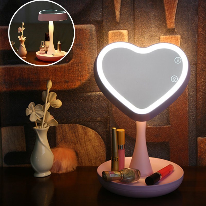 Espejo Corazón Luz Led Maquillaje