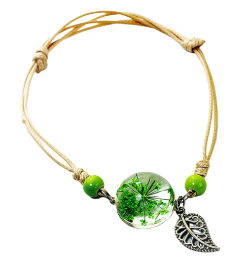 Pulsera Bola De Cristal Flor Seca