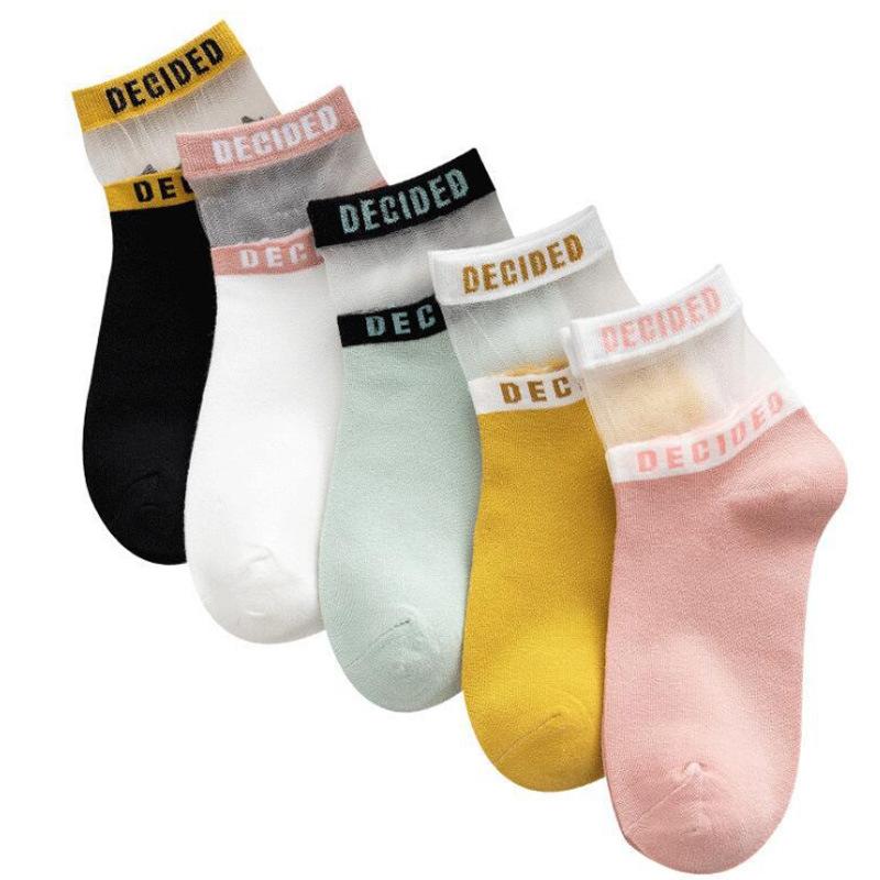 Letter card silk cotton socks