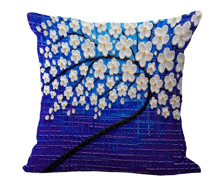 Oil painting cotton and linen pillowcase
