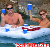 Water Party Fun Air Mattress Ice Bucket Cooler Cup Holder Inflatable Beer Pong Table Pool Float