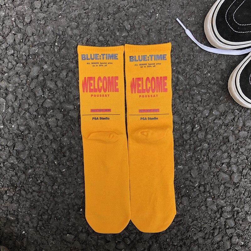 Korean letter men and women trend couple socks