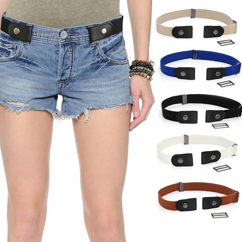 Leather Slim Stretch Invisible Belt Jeans Simple Joker Men and Women Lazy Belt