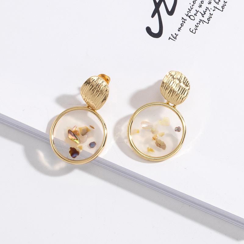 Geometric Round Marble Stud Earrings Various Models