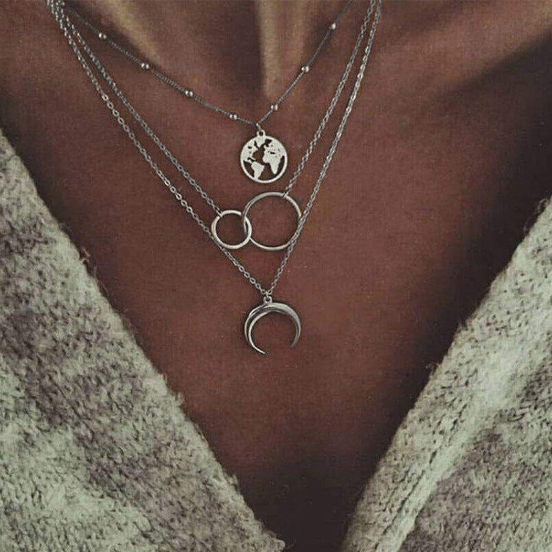 Collar De Mapa Lunar Multicapa