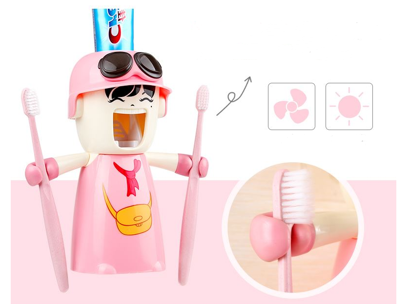 Bedroom dormitory tooth cup shelf Harley girl wash set suction cup toothbrush holder automatic toothpaste belt