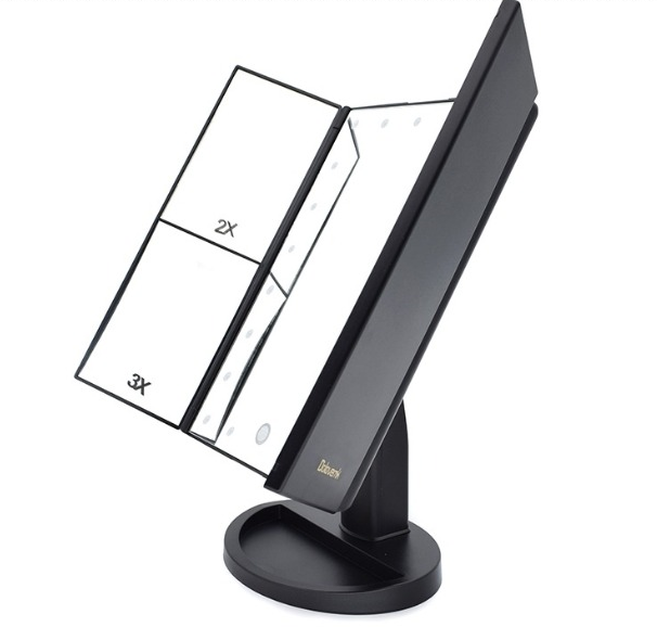 LED Espejo De Maquillaje Con Luz Plegable Portátil