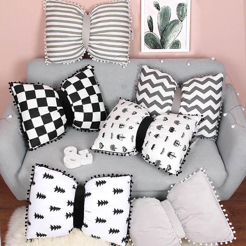 Lovely ball bow tie pillow blanket Nordic ins bedside sofa cushion pillow quilt