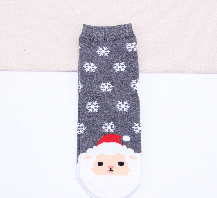 Christmas Short Socks Women Girls Autumn Winter Cartoon Santa Claus Printing Casual Socks Cute Unisex Soft Cotton Socks (China)