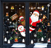 Christmas Snowflake Wall Sticker Window Glass Santa Snowman Elk Elf Gift Sticker Mural For Kids Room Door Home Decor