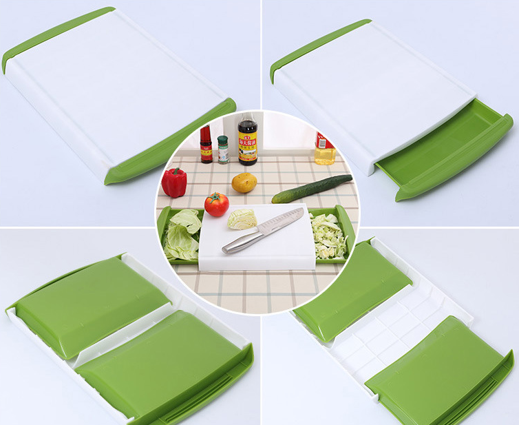 Tabla de cortadora con cajones para residuos